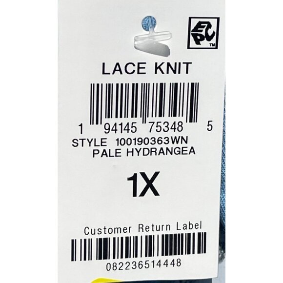 Style & Co Pale Hydrangea Blue Lace Knit Top 1X Long Sleeve Womens Shirt Cotton - Picture 6 of 7